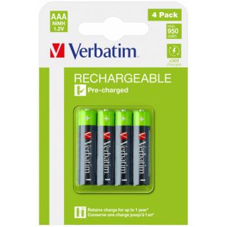 Akumulatorki Verbatim HR03 AAA 950mAh 1,2V, naładowane
 4 sztuki