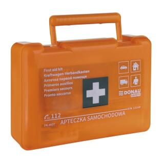 Apteczka samochodowa Donau SAFETY DIN 13164, w pudełku plastikowym, walice pomarańczowa