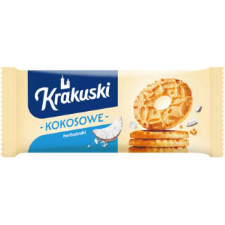 Ciastka Krakuski Kokosowe, herbatniki z wiórkami kokosowymi 168 g