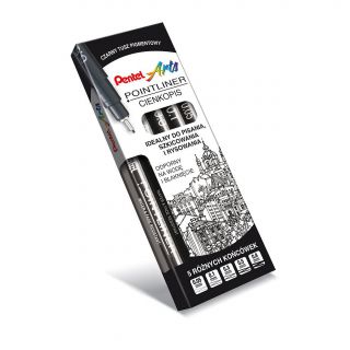Cienkopis kalibrowany Pentel Pointliner czarny tusz pigmentowy
 0,1 mm