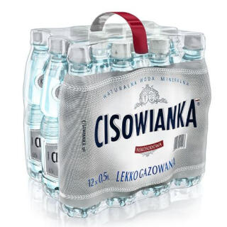 Cisowianka 0,5L x 12 sztuk, woda mineralna, w butelkach PET lekko gazowana 