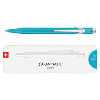 Długopis CARAN D'ACHE 849 Colormat-X w pudełku, wkład Goliath niebieski M turkusowa obudowa