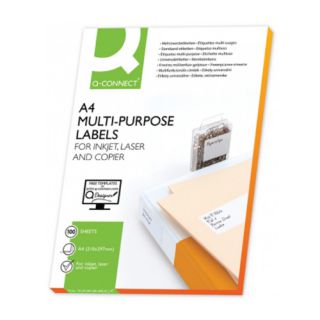 Etykiety uniwersalne Q-Connect, papierowe białe naklejki, 100 arkuszy A4 38,1 x 21,2  mm