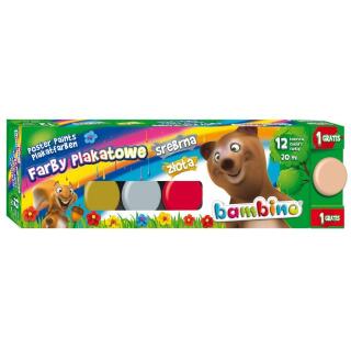 Farby plakatowe Bambino, duże słoiczki 20ml 12 kolorów