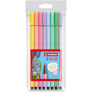Flamastry Stabilo Pen 68 Pastel, pastelowe, zestaw w etui
 8 kolorów
