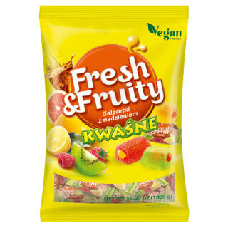 Fresh & Fruity Kwaśne Wawel, galaretki owocowe z płynnym nadzieniem 1 kg