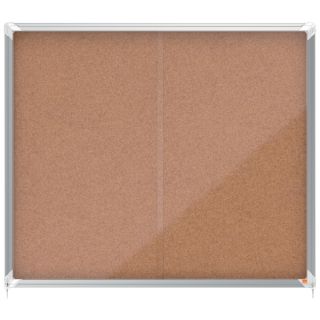 Gablota korkowa Nobo Premium Plus  w aluminiowej ramie, przesuwne szkło, zamykanana na klucz 15 x A4