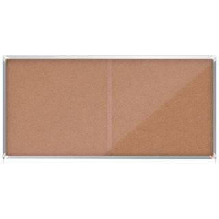 Gablota korkowa Nobo Premium Plus  w aluminiowej ramie, przesuwne szkło, zamykanana na klucz 27 x A4