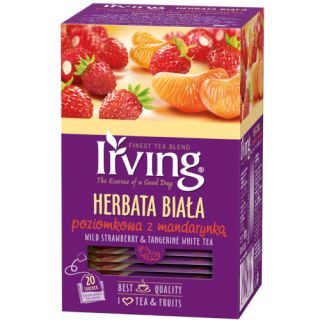 Herbata biała IRVING Poziomkowa z Mandarynką, aromatyzowa, torebki w kopertach 20 kopert