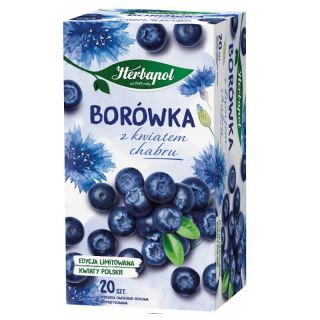 Herbata owocowa Herbapol Borówka z Kwiatem Chabru, torebki bez sznureczków 20 torebek