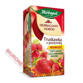 Herbata owocowa Herbapol Herbaciany Ogród Truskawka z Poziomką, torebki bez sznureczków 20 torebek