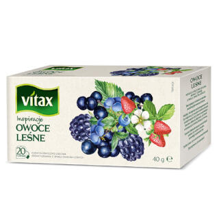 Herbata owocowa Vitax Inspiracje Owoce Leśne, torebki ze sznureczkami 20 torebek