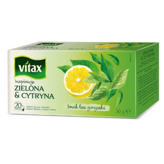 Herbata Vitax Inspiracje Zielona & Cytryna, torebki ze sznureczkami 20 torebek