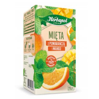 Herbata ziołowa Herbapol Zielnik Polski Mięta z Pomarańczą i Mango, torebki bez sznureczków 20 torebek