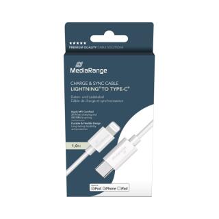 Kabel Apple Lightning do USB-C 3.0 MediaRange Charge & Sync, ładowarka 1 m biały