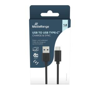Kabel USB 3.0 do USB-C MediaRange Charge & Sync 15W, ładowarka 1,8 m czarny