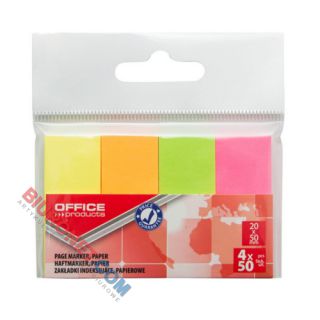 Karteczki indeksujące Office Products 20 x 50 mm, papierowe zakładki, 200 sztuk, zawieszka
 neonowe