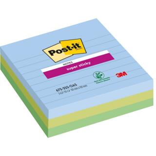 Karteczki samoprzylepne Post-it Super Sticky 101 x 101 mm, kolekcja Oasis, 3 kolory bloczków w linie 3 x 70 kartek
