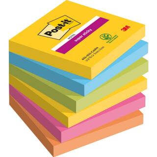 Karteczki samoprzylepne Post-it Super Sticky 76 x 76 mm, kolekcja Carnival, 5 kolorów bloczków 6 x 90 kartek