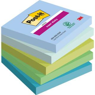 Karteczki samoprzylepne Post-it Super Sticky 76 x 76 mm, kolekcja Oasis, 5 kolorów bloczków 5 x 90 kartek
