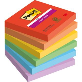 Karteczki samoprzylepne Post-it Super Sticky 76 x 76 mm, kolekcja Playful, 6 kolorów bloczków 6 x 90 kartek