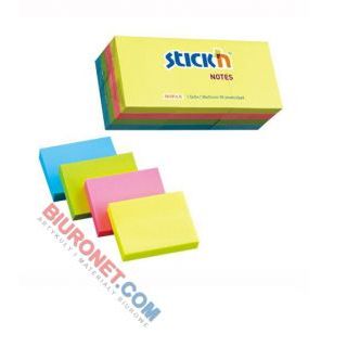 Karteczki samoprzylepne Stick'n 38 x 51 mm, 4 kolory neonowe 12 x 100 kartek