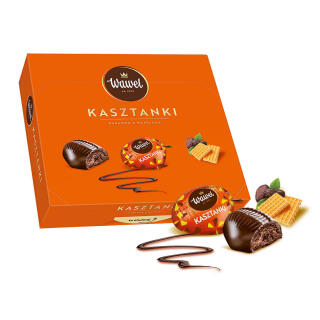 Kasztanki Wawel, czekoladki z nadzieniem kakaowym z wafelkami, bombonierka 330 g