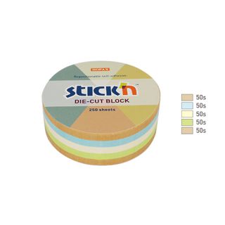Kostka karteczek samoprzylepnych Stick'n Koło 67 x 67 mm, 4 kolory,  papier kraft z recyklingu 1 x 250 kartek