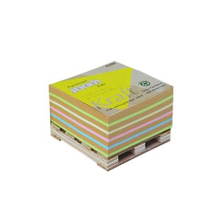 Kostka karteczek samoprzylepnych Stick'n Kraft 76x76 mm na drewnianej palecie, 5 kolorów 1 x 400 kartek