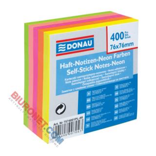 Kostka neonowa Donau, karteczki samoprzylepne 76x76 mm, 400 kartek 4 kolory