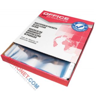 Koszulki krystaliczne Office Products A4 / 55 mikronów, w pudełku 100 sztuk