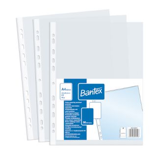 Koszulki poszerzane Bantex A4 MAXI / 90 mikronów, groszkowe, na katalogi, w folii 50 sztuk