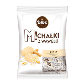 Michałki Białe Wawel, cukierki w białej czekoladzie z kawałkami orzechów arachidowych 1 kg