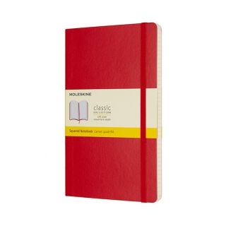 Notes MOLESKINE Classic L, 13x21cm, w kratkę, miękka oprawa, 192 strony,
 czerwony