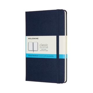 Notes Moleskine Classic M 11,5x18 cm, 208 stron w kropki, twarda oprawa z gumką
 granatowy