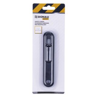 Nóż bezpieczny wysuwany Donau SAFETY, automatycznie chowane ostrze wymienne 19 mm, głebokość cięcia 10 mm czarny