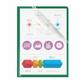 Ofertówki krystaliczne Biurfol A4 / 200 mikronów, sztywne, typu L, tył zielony 10 sztuk