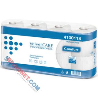 Papier toaletowy Velvet CARE Professional Comfort, standardowy biały papier celulozowy, 2-warstwowy 8 rolek x 15 m