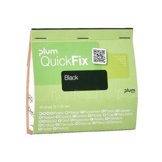 Plastry z opatrunkiem PLUM QuickFix Black, z czarnej tkaniny poliestrowej, wkład do dozownika 45 sztuk