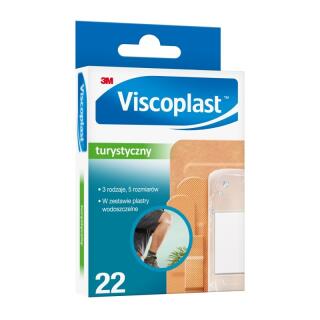 Plastry z opatrunkiem Viscoplast zestaw turystyczne, 5 rodzajów 22 sztuki