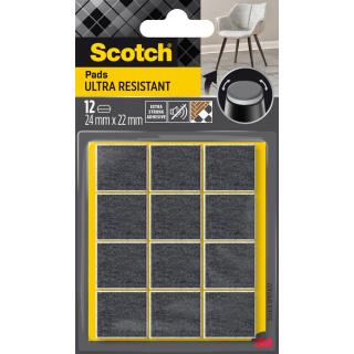 Podkładki filcowe Scotch Ultra Resistant 24 x 22 mm, samoprzylepne, szare 12 sztuk