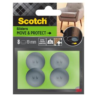 Podkładki ochronno-ślizgowe Scotch Move & Protect, okrągłe 19 mm, samoprzylepne, szare 8 sztuk