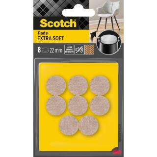 Podkładki wełniane Scotch Extra Soft, okrągłe 22 mm, samoprzylepne, beżowe 8 sztuk
