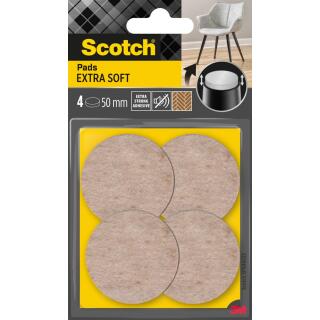 Podkładki wełniane Scotch Extra Soft, okrągłe 55 mm, samoprzylepne, beżowe 4 sztuki