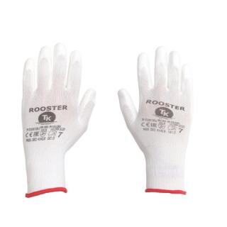 Rękawice do prac monterskich TK Gloves ROOSTER, powleczone poliuretanem, 12 sztuk, białe rozmiar 11