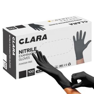 Rękawice nitrylowe Clara, bezpudrowe, czarne, 100 sztuk rozmiar M