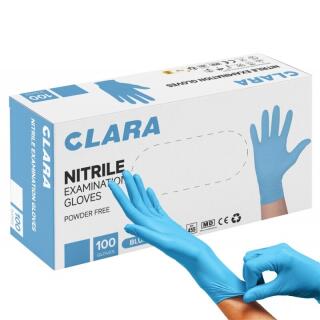Rękawice nitrylowe Clara, bezpudrowe, niebieskie, 100 sztuk rozmiar XS
