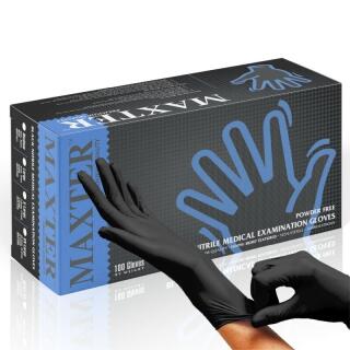 Rękawice nitrylowe Maxter 6.0, bezpudrowe, czarne, 100 sztuk rozmiar L