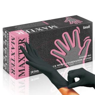 Rękawice nitrylowe Maxter, bezpudrowe, czarne, 100 sztuk rozmiar XS