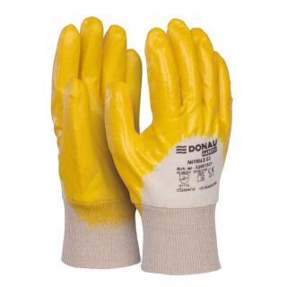 Rękawice ochronne Donau SAFETY Nitrile 02 kat.II, wodoodporne, powlekane w 3/4 nitrylem, 12 par, żółte rozmiar 11